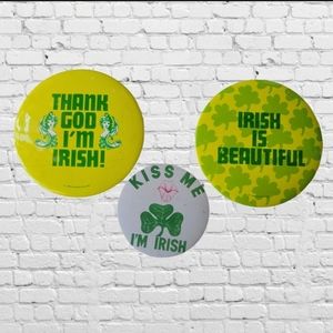 Vtg Irish is Beautiful & Thank God I'm... Button Pin Pinbacks American Greetings